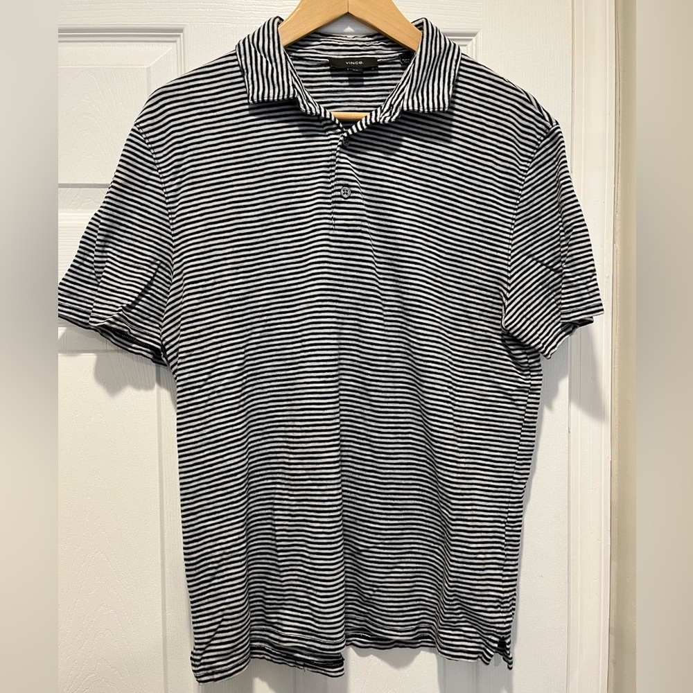 Vince Striped Polo Shirt - Medium